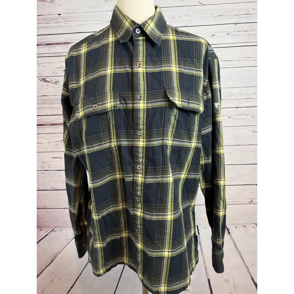 KUHL Flannel Shirt size Large Mens Merino Wool Blend Outdoors Hiking Plaid